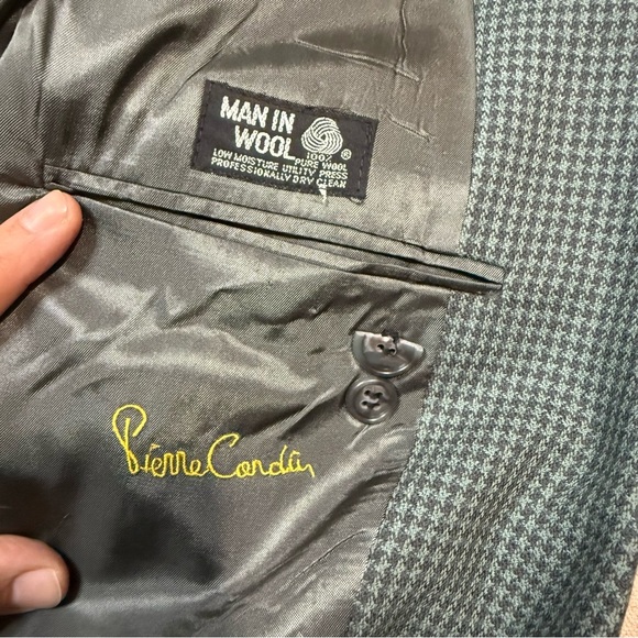 Pierre Cardin Mens Vintage 2 Button Pure Wool Blazer Sport Coat Green Size 48L - Picture 3 of 10